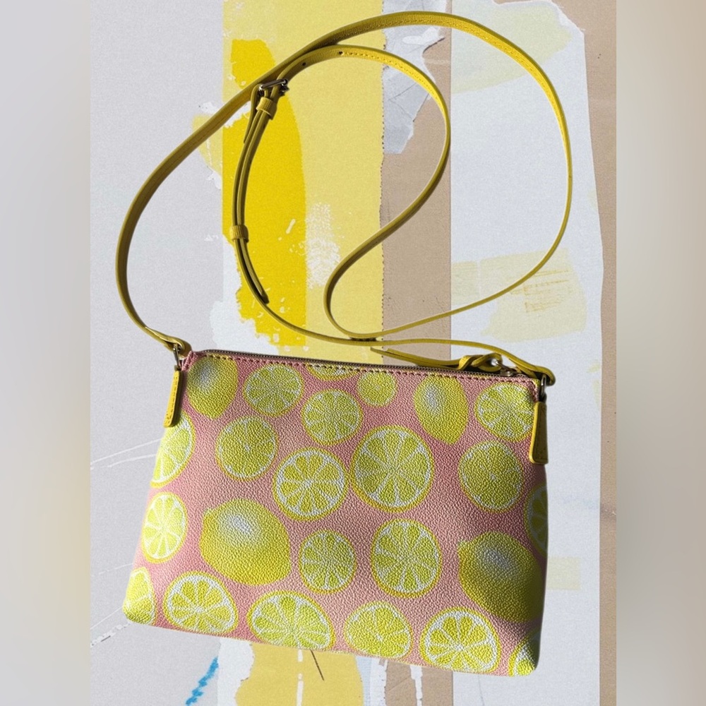 Dooney & Bourke “Citrus Delight” Lemon Print Ginger Pouchette Crossbody Bag - Picture 15 of 15